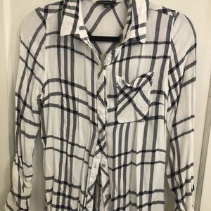 Black and white plaid soft button down